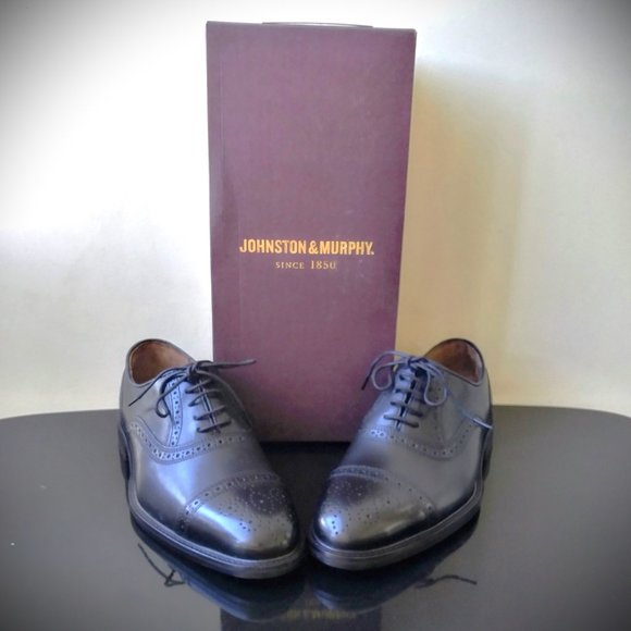 Johnston & Murphy Men\'s Daley Cap Toe in Cool Looking Black Full Grain Leather main image 11
